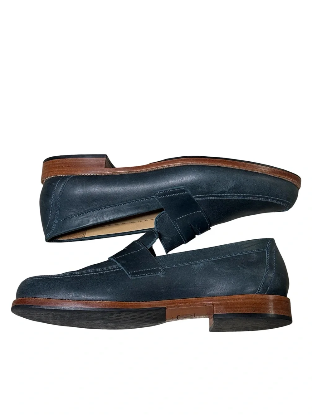 Adelante The Luca Penny Loafer in Denim Blue Leather